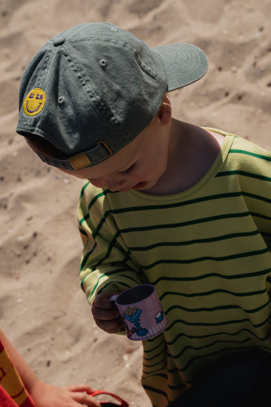 ZIZA CLUB Cap VIBES Avocado, a green kids cap with purple VIBES embroidery